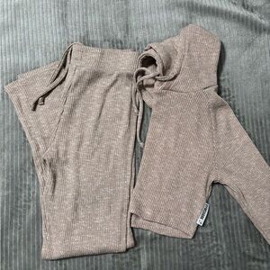 Gymshark Ribbed Hoodie and Sweatpants Set - Brown